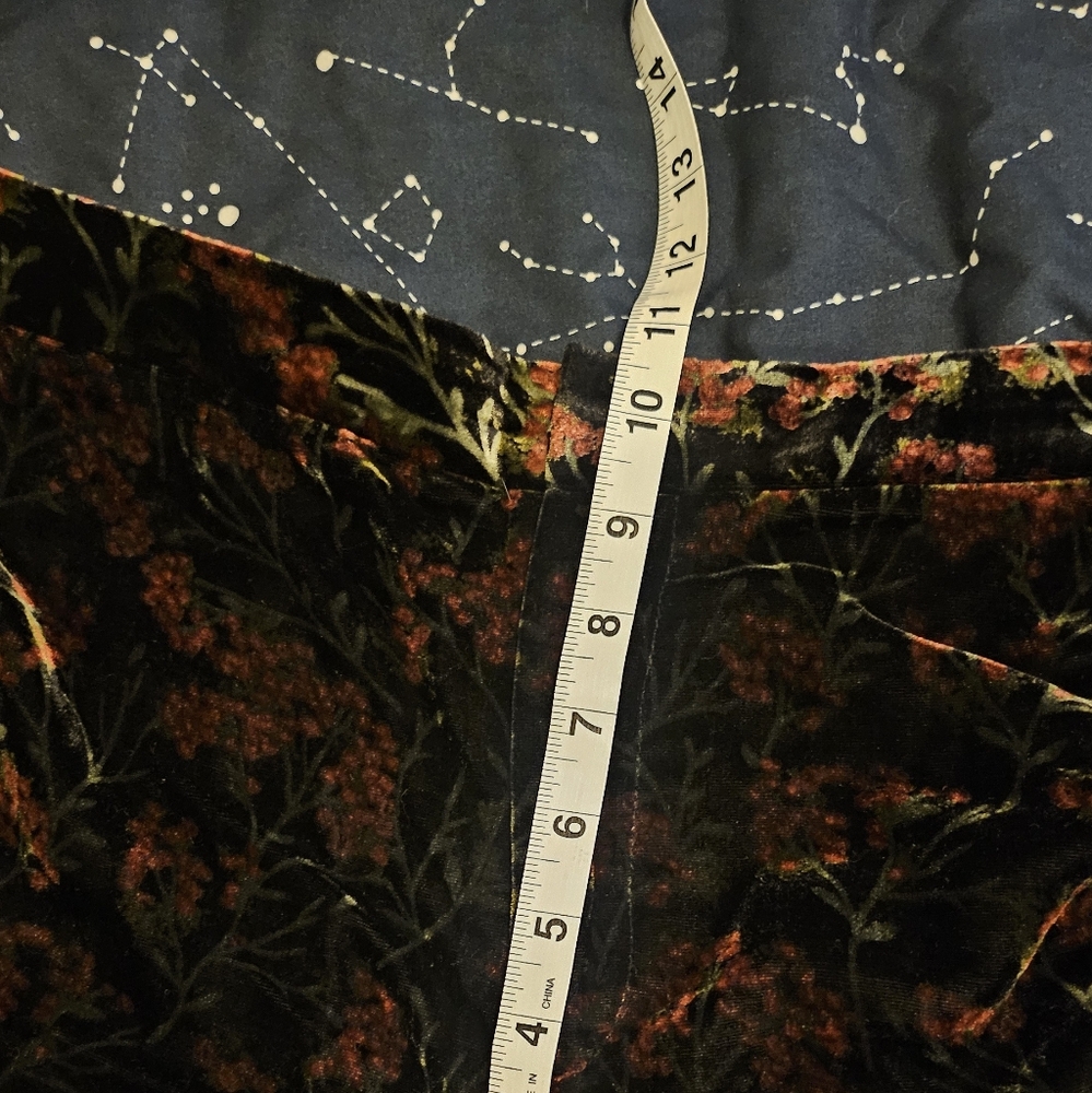 Zara The Charlotte Pant Flare Black Red Floral Velvet Sz S - Picture 10 of 10